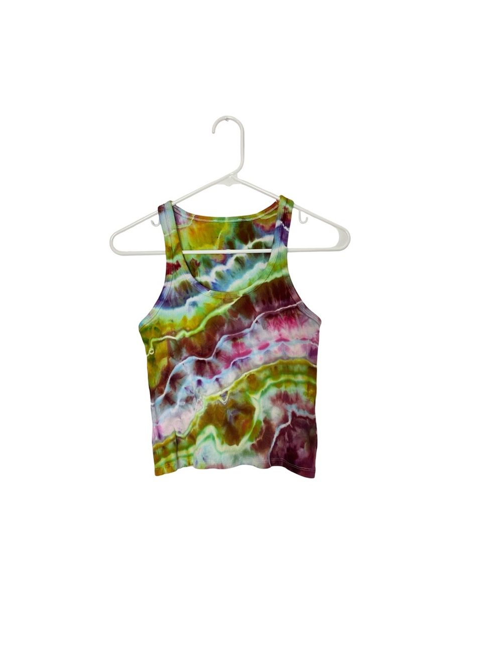 OOAK Tie Dye Tank Top Womens Size Small Medium Handmade Ice Geode Upcycle Cotton - Picture 7 of 7